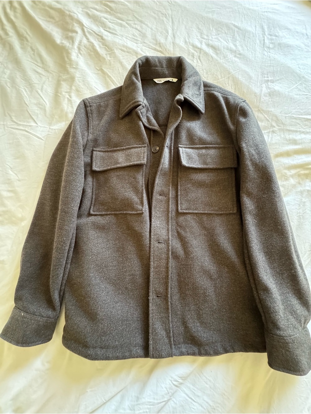 Zara Charcoal Military-Style Wool Field Jacket